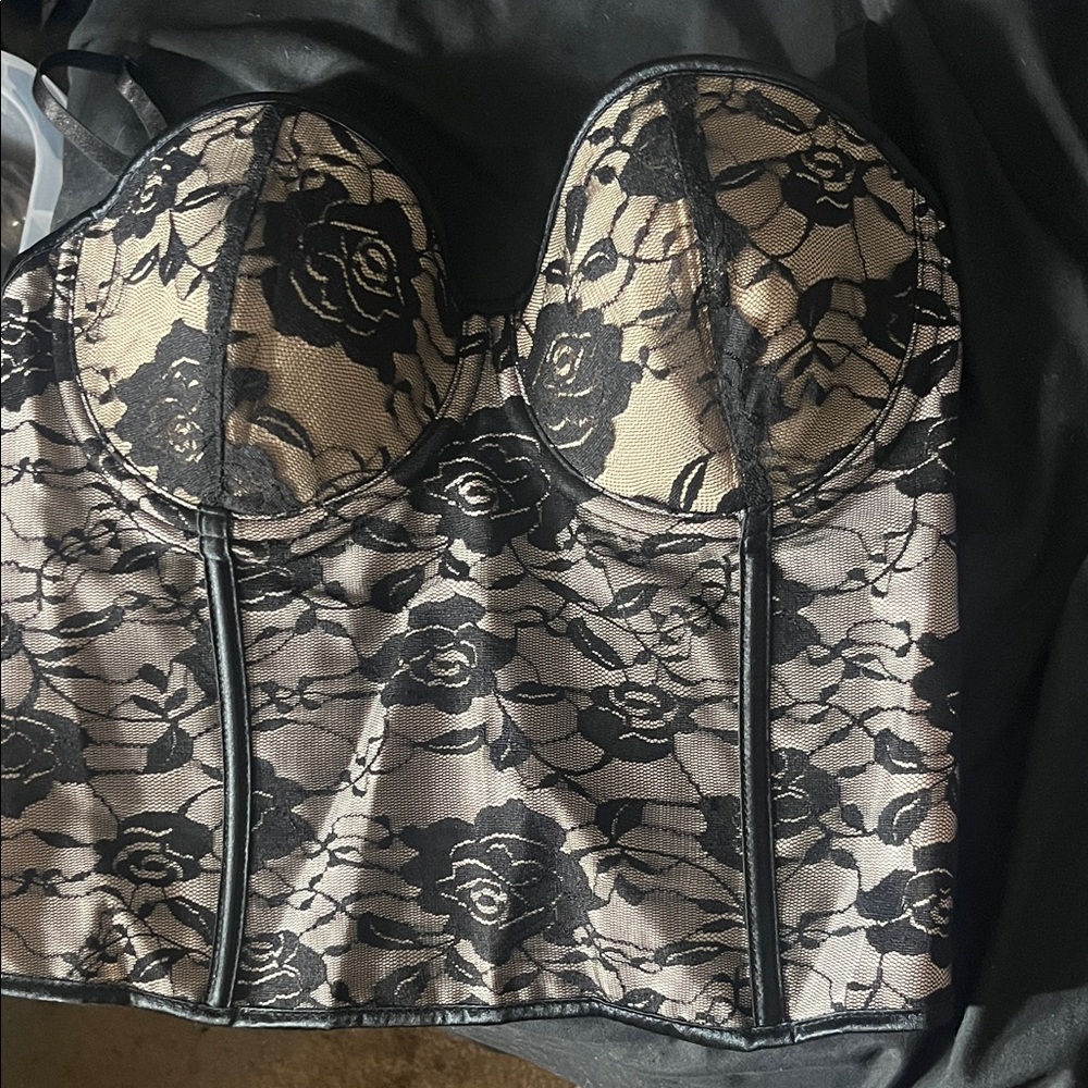 Black Lace Bustier Top